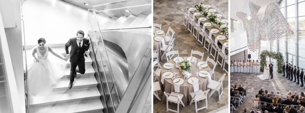Images from a wedding at a Chattanooga Wedding Venue. The Hunter Museum of American Art is the Wedding Venue.