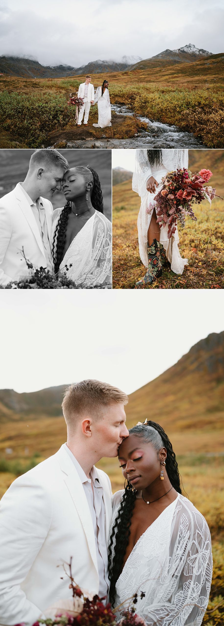 Bride and groom adventure elopement at Hatcher's Pass in Alaska.
