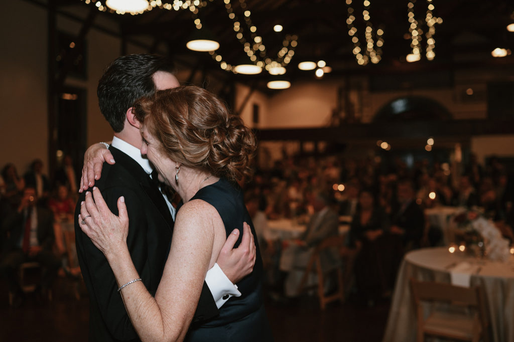 Groom and his mother share a dance