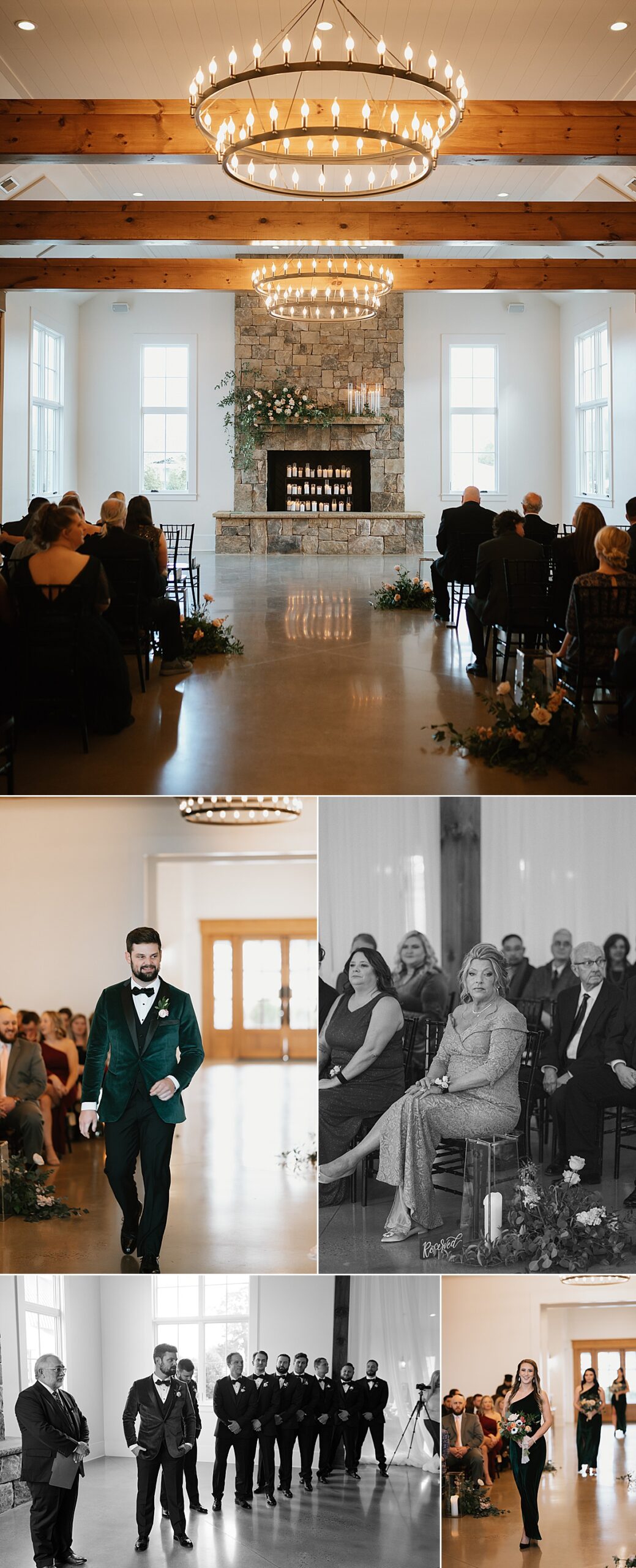 Indoor winter wedding ceremony at Marblegate Farms