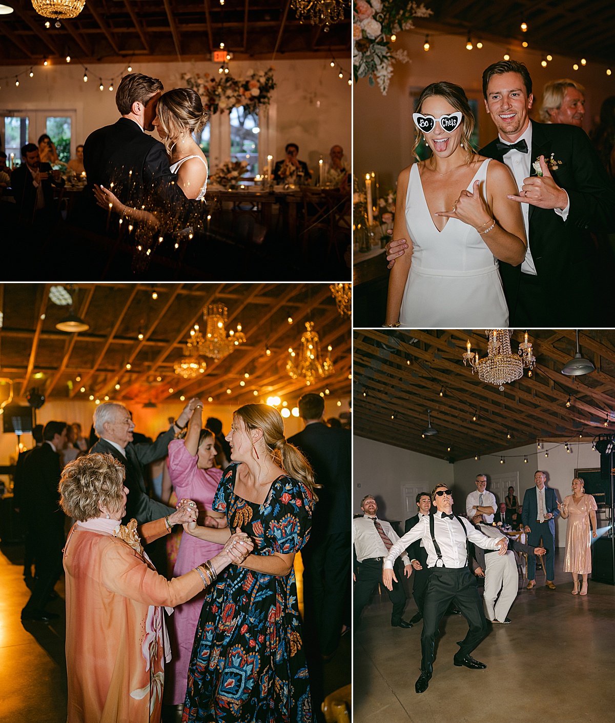 Fun wedding reception dance party photos.