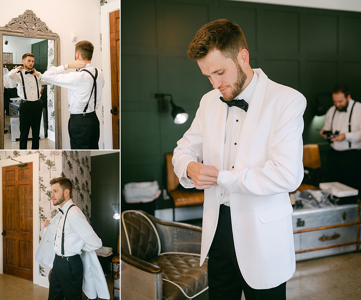 Groom getting ready for his fairytale wedding at The Woodlands at Five Gables. 
