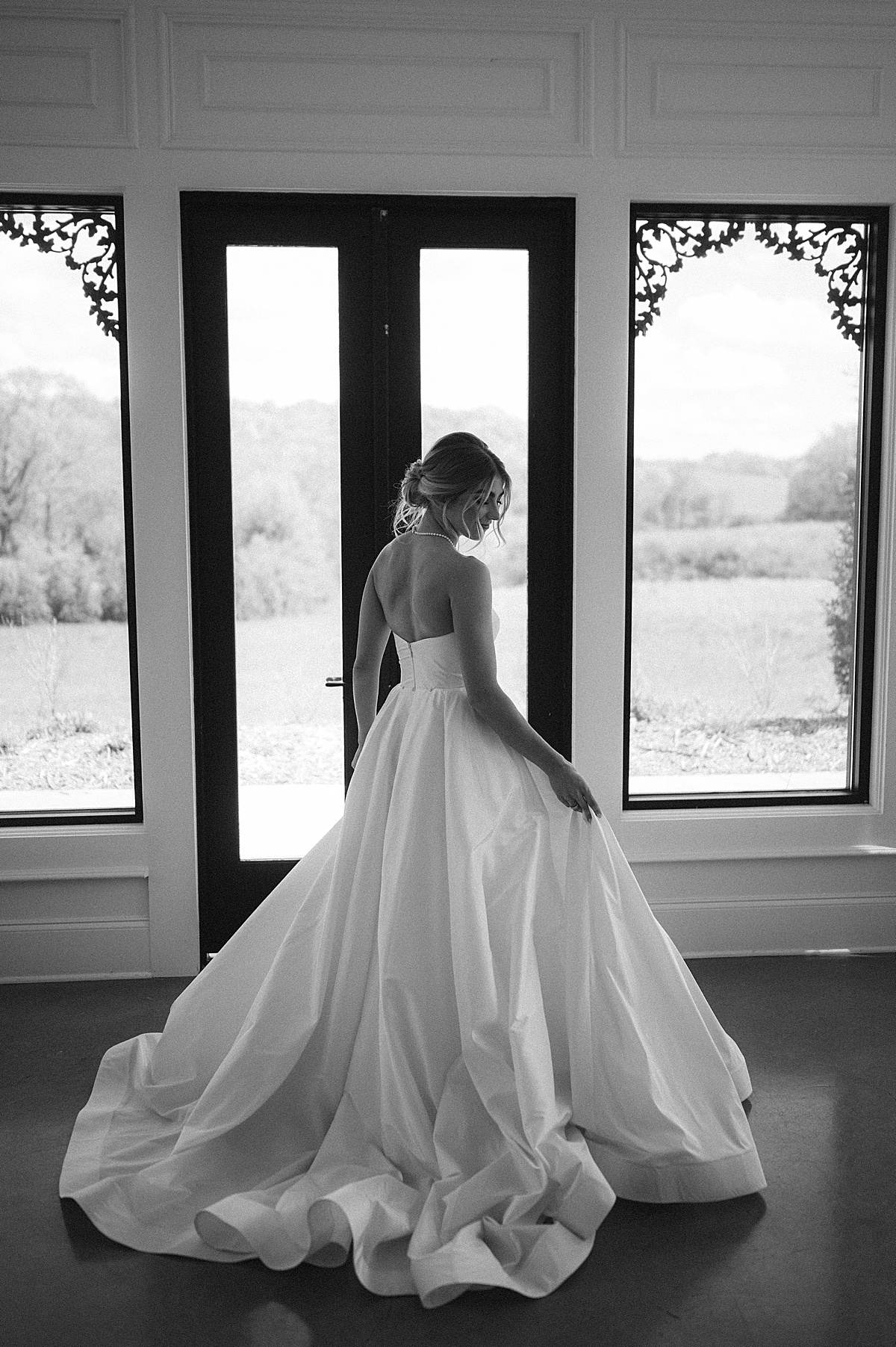 Romantic strapless fairytale wedding gown and bridal portrait. 
