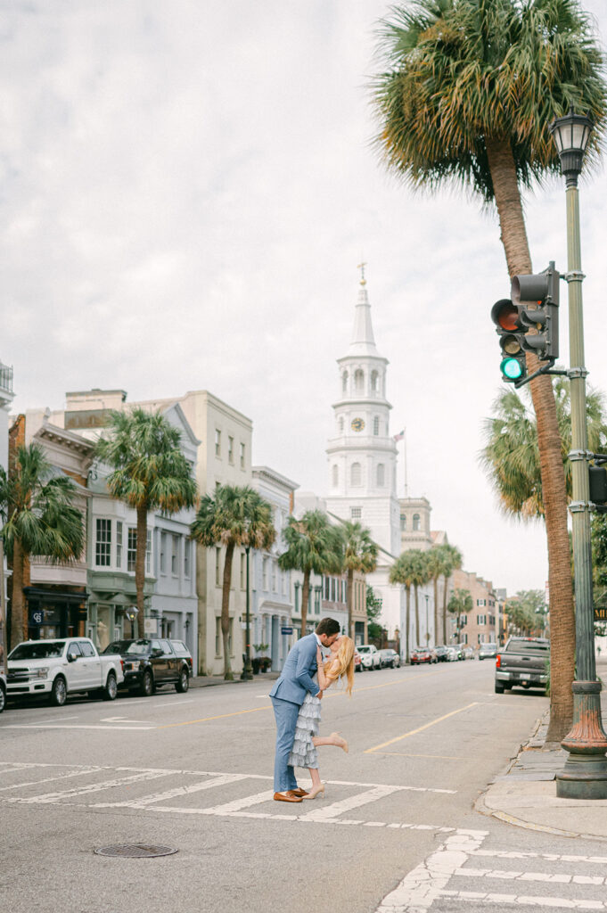 Romantic engagement photo in Charleston, SC. 
