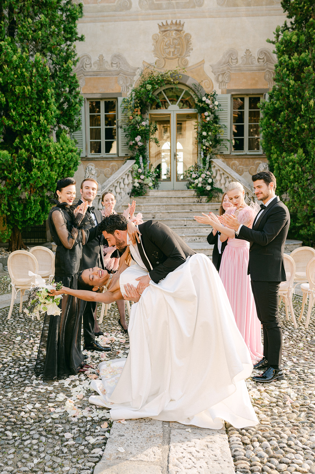 Luxury fine art garden wedding at Villa Canton in Italy.