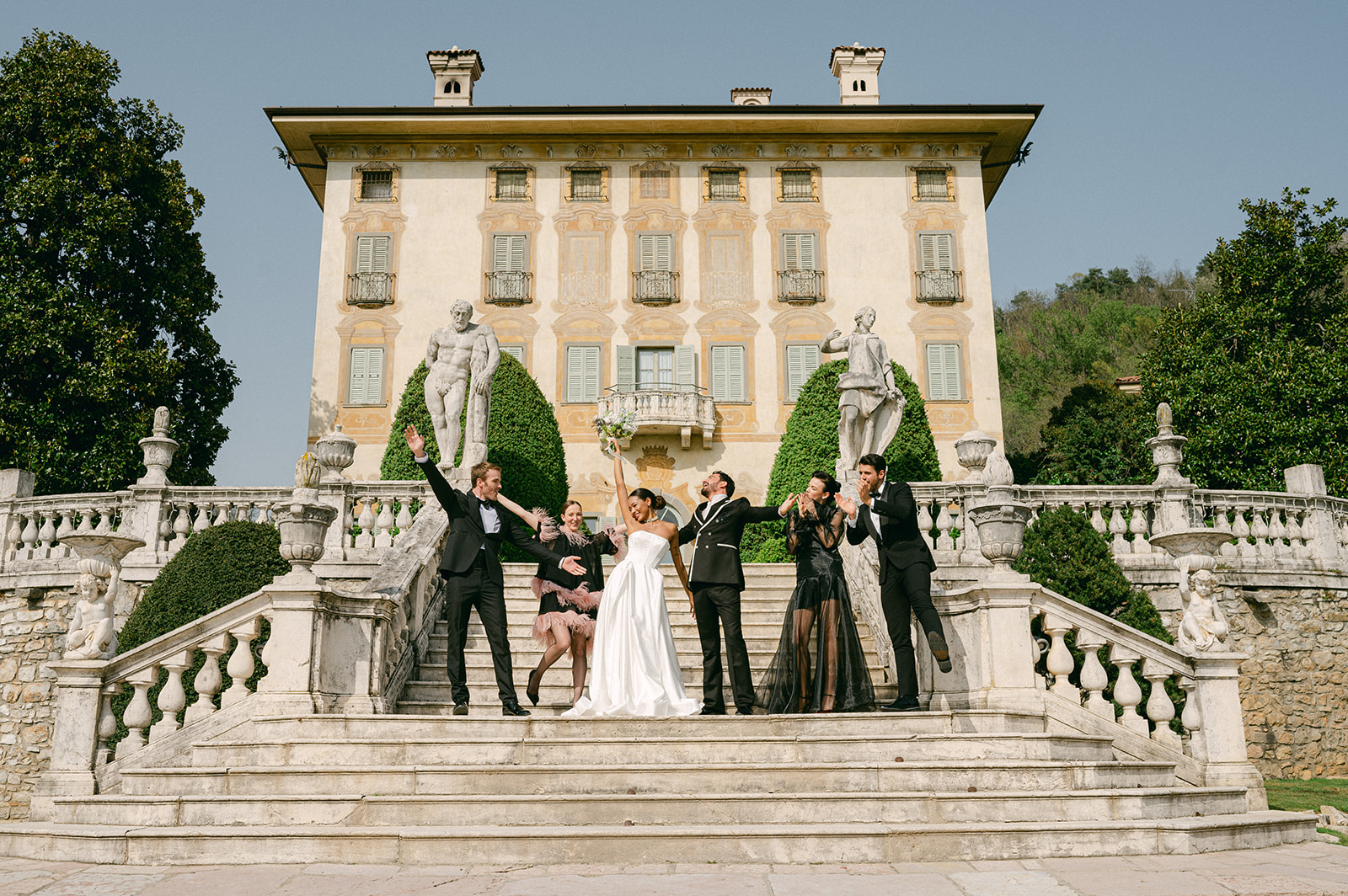 Stylish European wedding at Villa Canton in Bergamo, Italy.