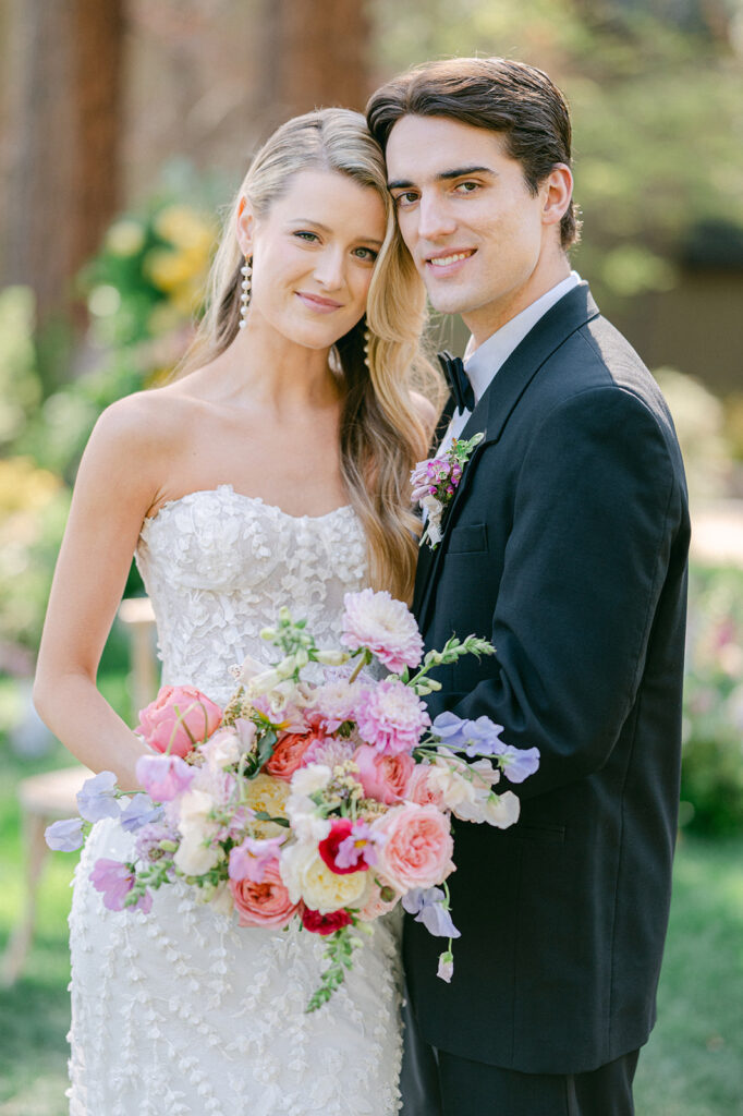 Bride and groom portrait at the Hyatt Regency in Lake Tahoe. 