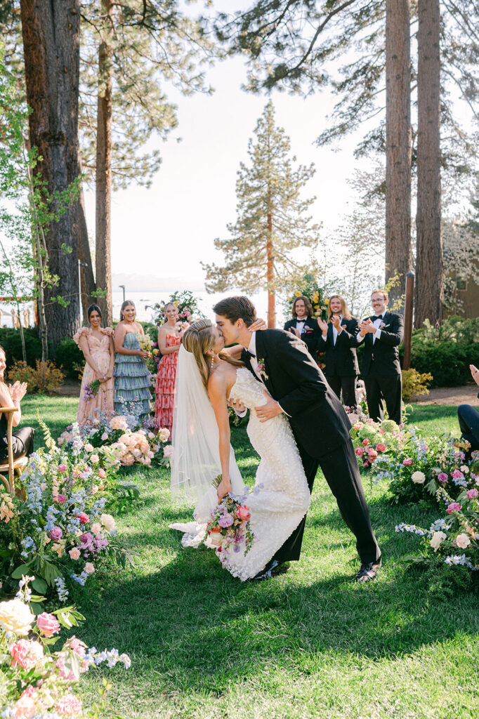 Romantic fine art garden wedding ceremony at Hyatt Regency in Lake Tahoe.