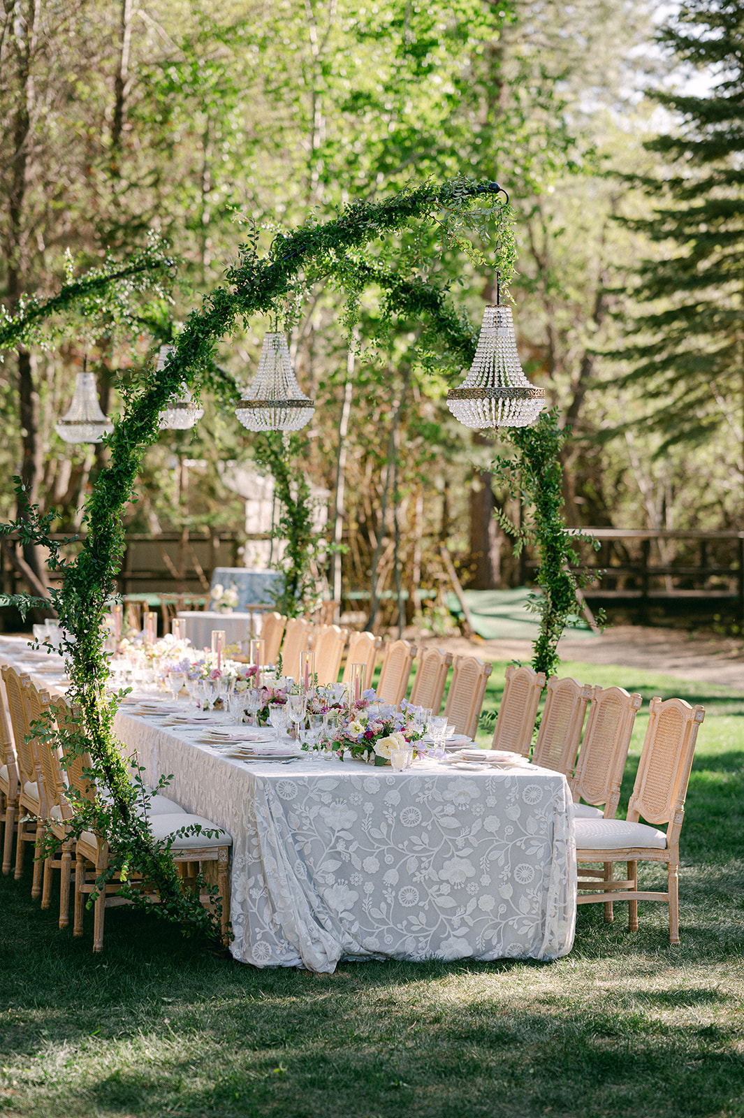 Lake Tahoe Outdoor Wedding Reception photographed by Sarah Woods