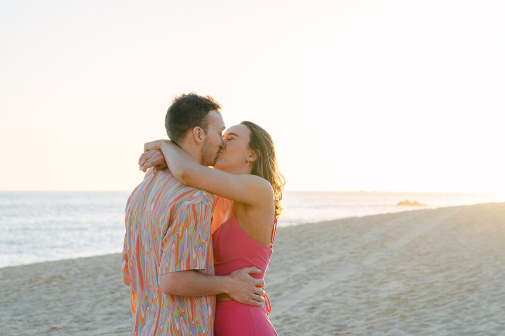 Bride and groom sunset portraits at their multi-day wedding welcome party in Cabo. 