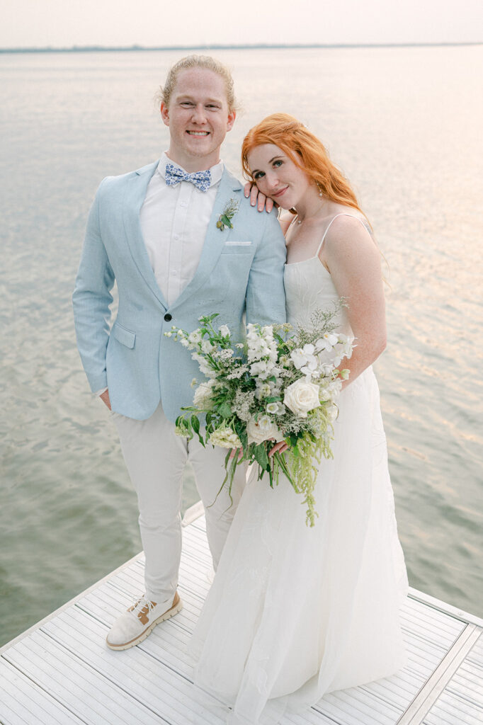 Bride and groom sunset portrait at Battle Lake, MN. 