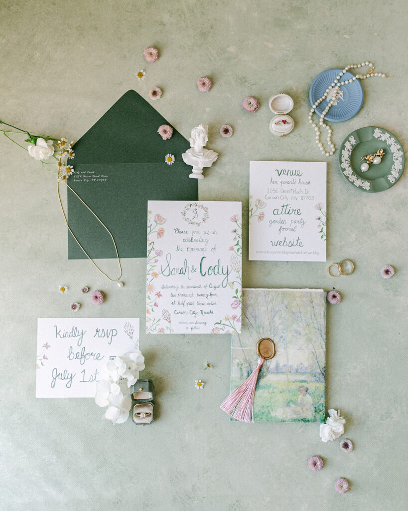 Wedding detail flat lay photography. 