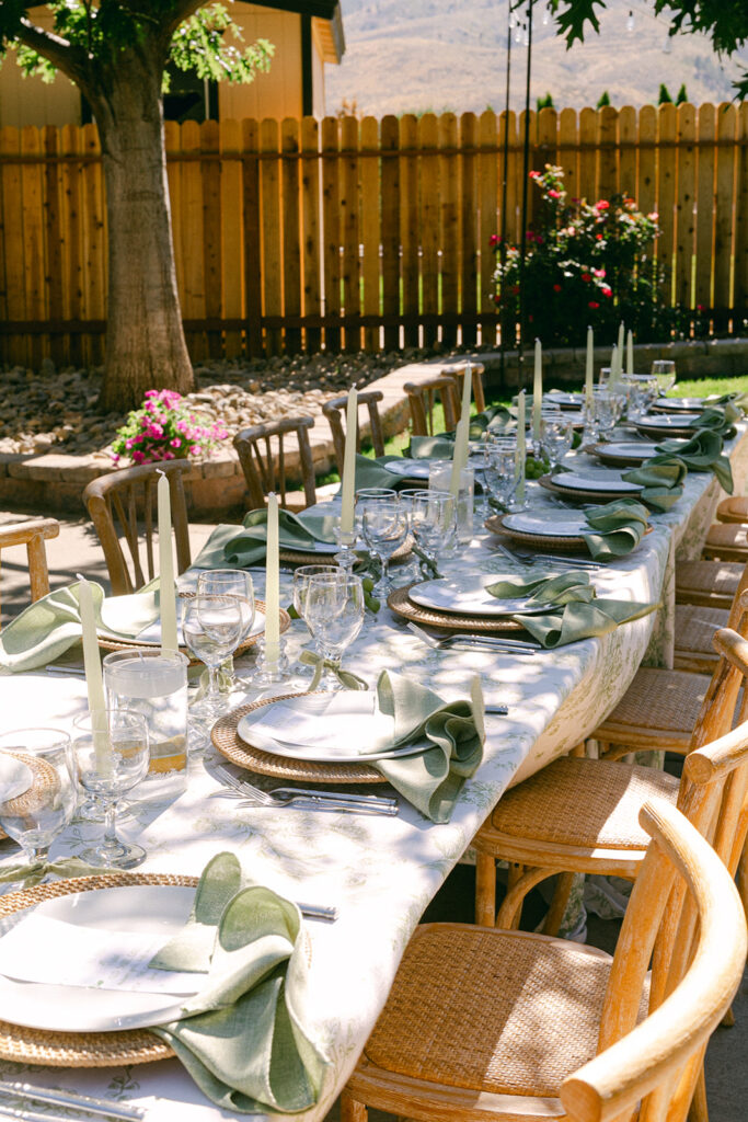 Garden wedding tablescape in Lake Tahoe. 