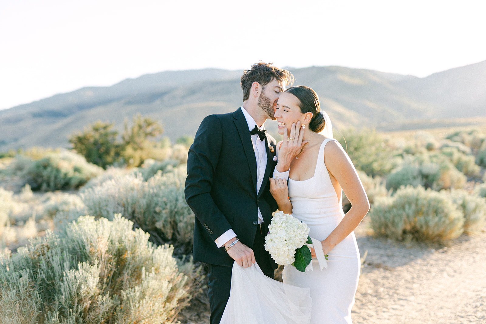 Sunset bride and groom portraits in Lake Tahoe. 