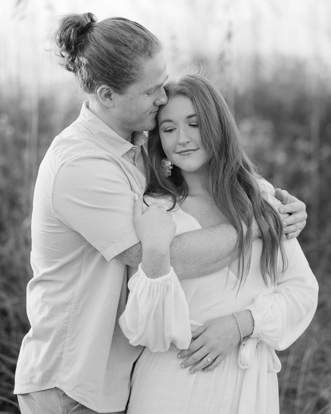 Romantic black and white engagement photo captured by Sarah Woods Photography.