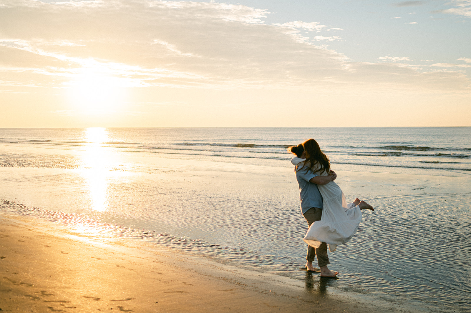 Beach sunrise engagement session at Sullivan's Island. 