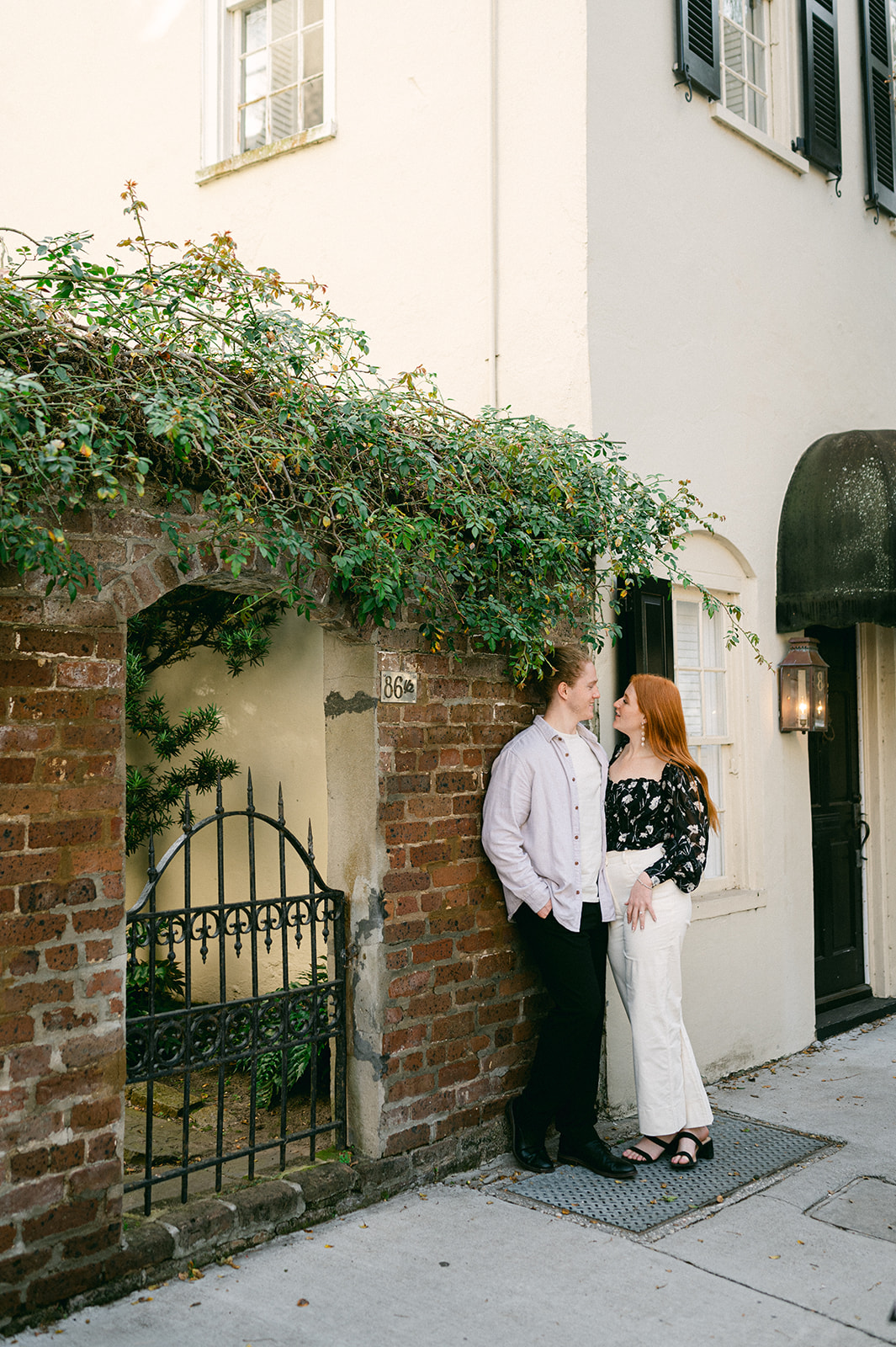 Romantic downtown Charleston engagement session by Sarah Woods Photography. 