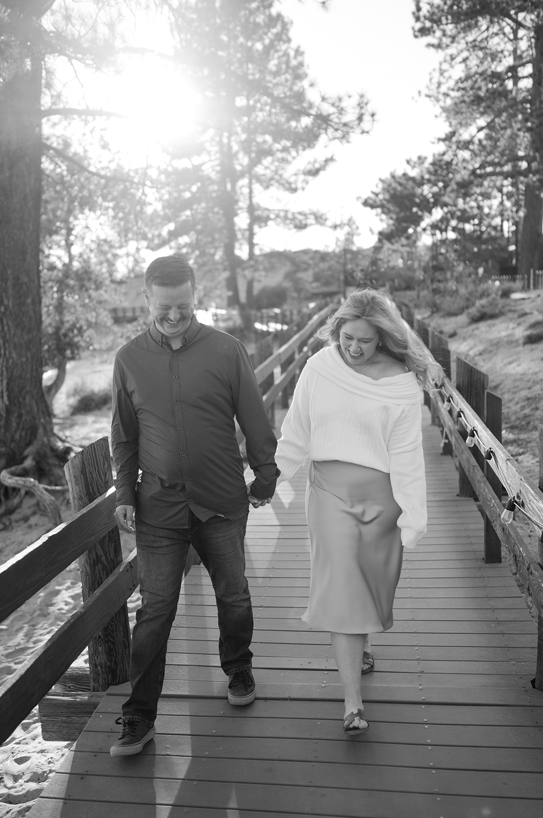 Documentary style black and white engagement photos in Lake Tahoe. 