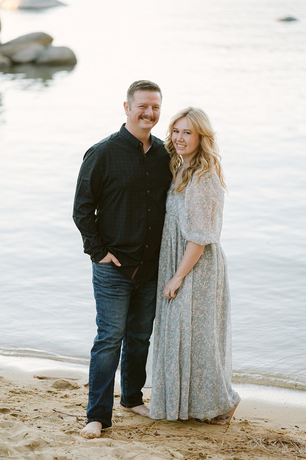 Sand Harbor beach engagement photos in Lake Tahoe. 