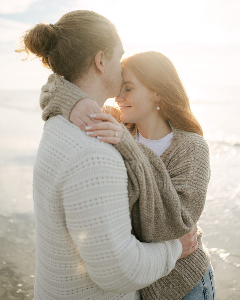 Cozy sweater spring engagement photo outfit inspiration.