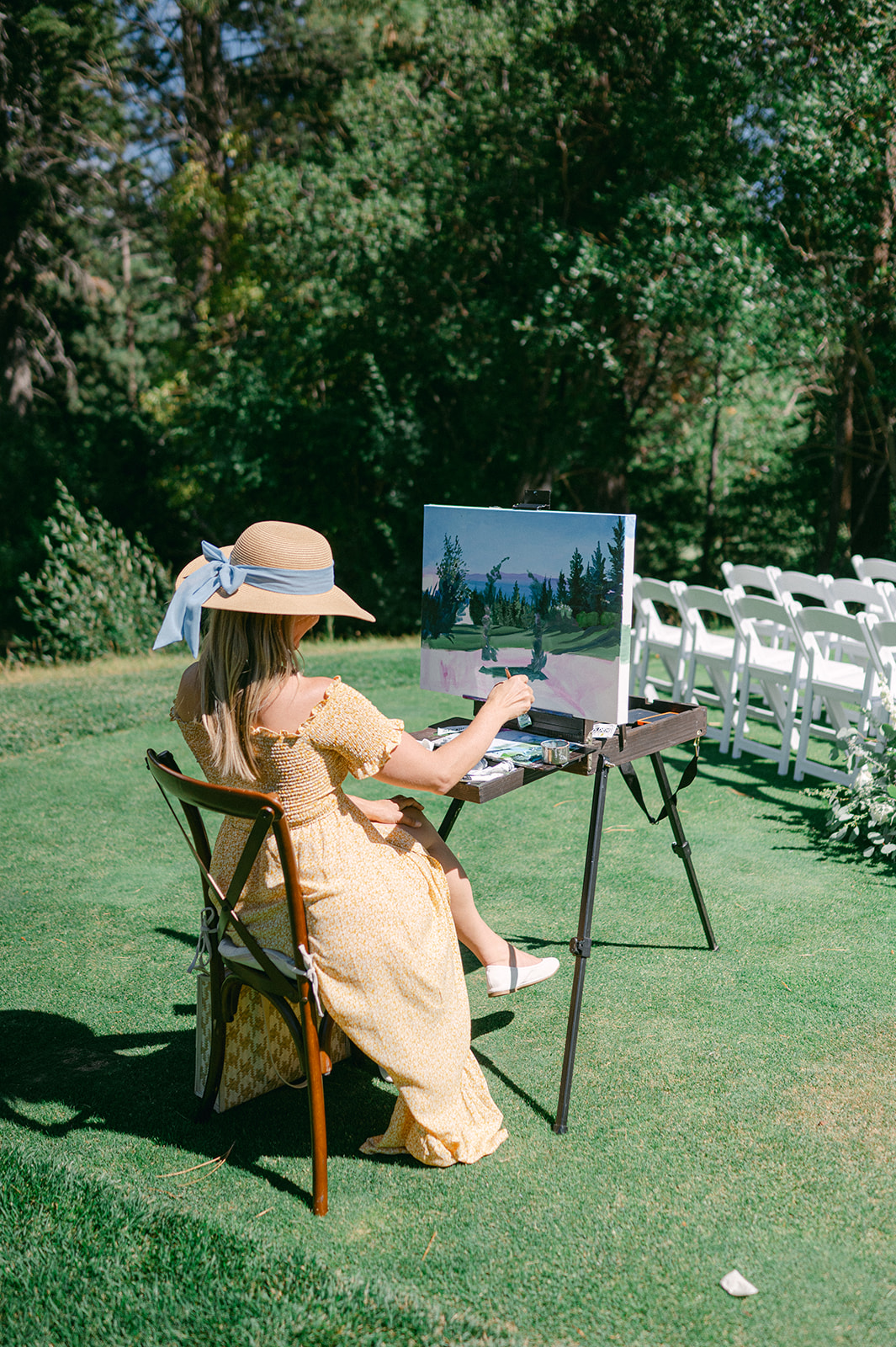 Live painter at a romantic summer wedding in Lake Tahoe.  