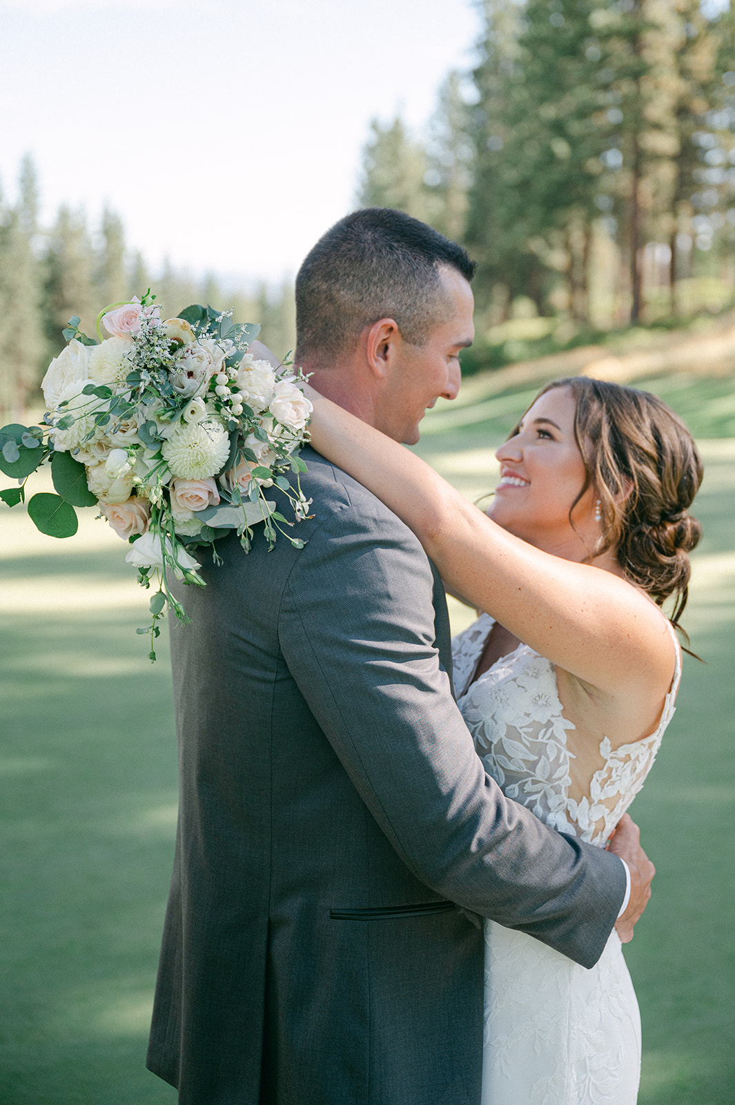 Bride and groom portraits at The Chateau at Incline Village in Lake Tahoe, captured by Sarah Woods Photography.