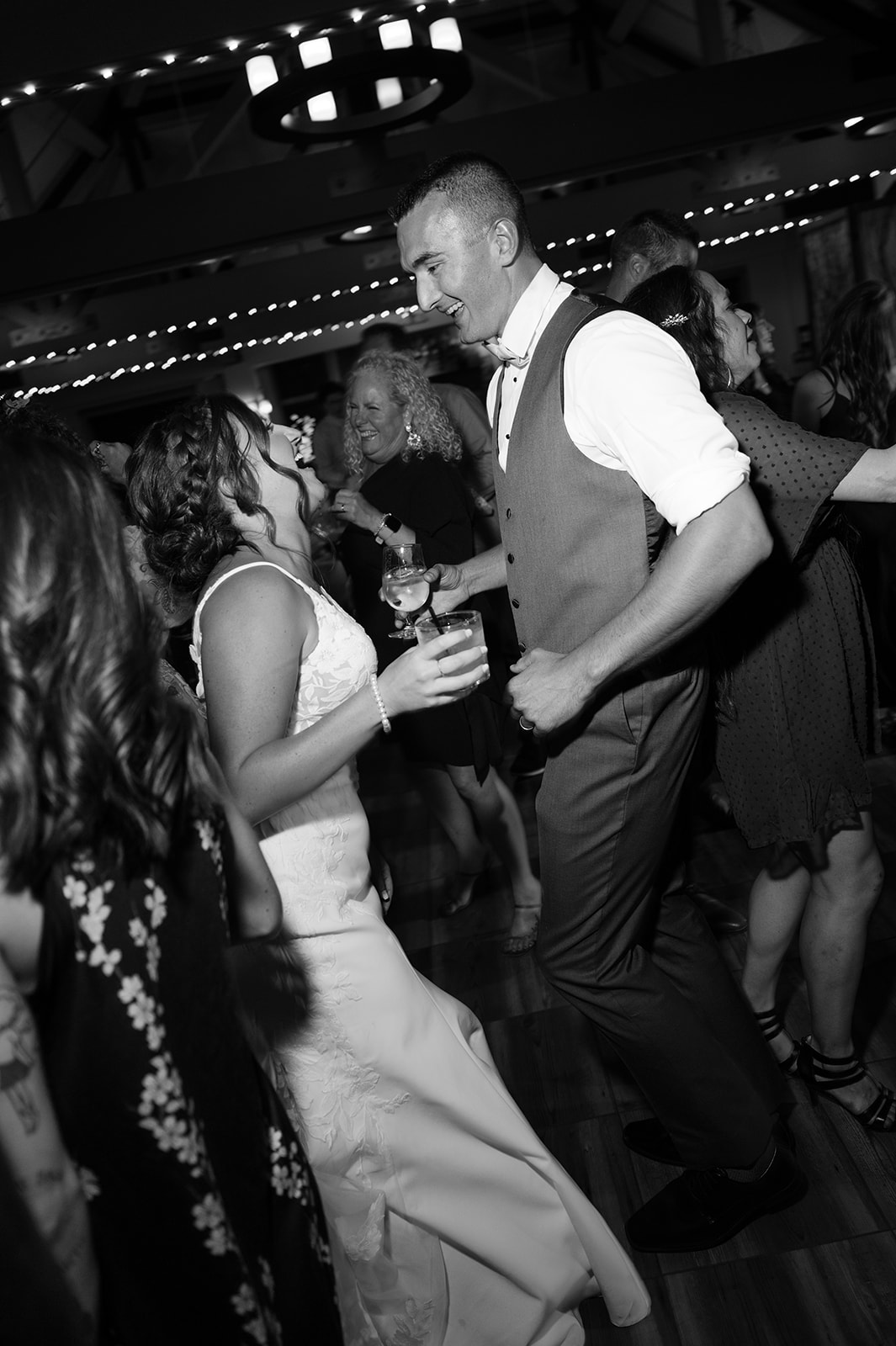 Dance party candid wedding photos.