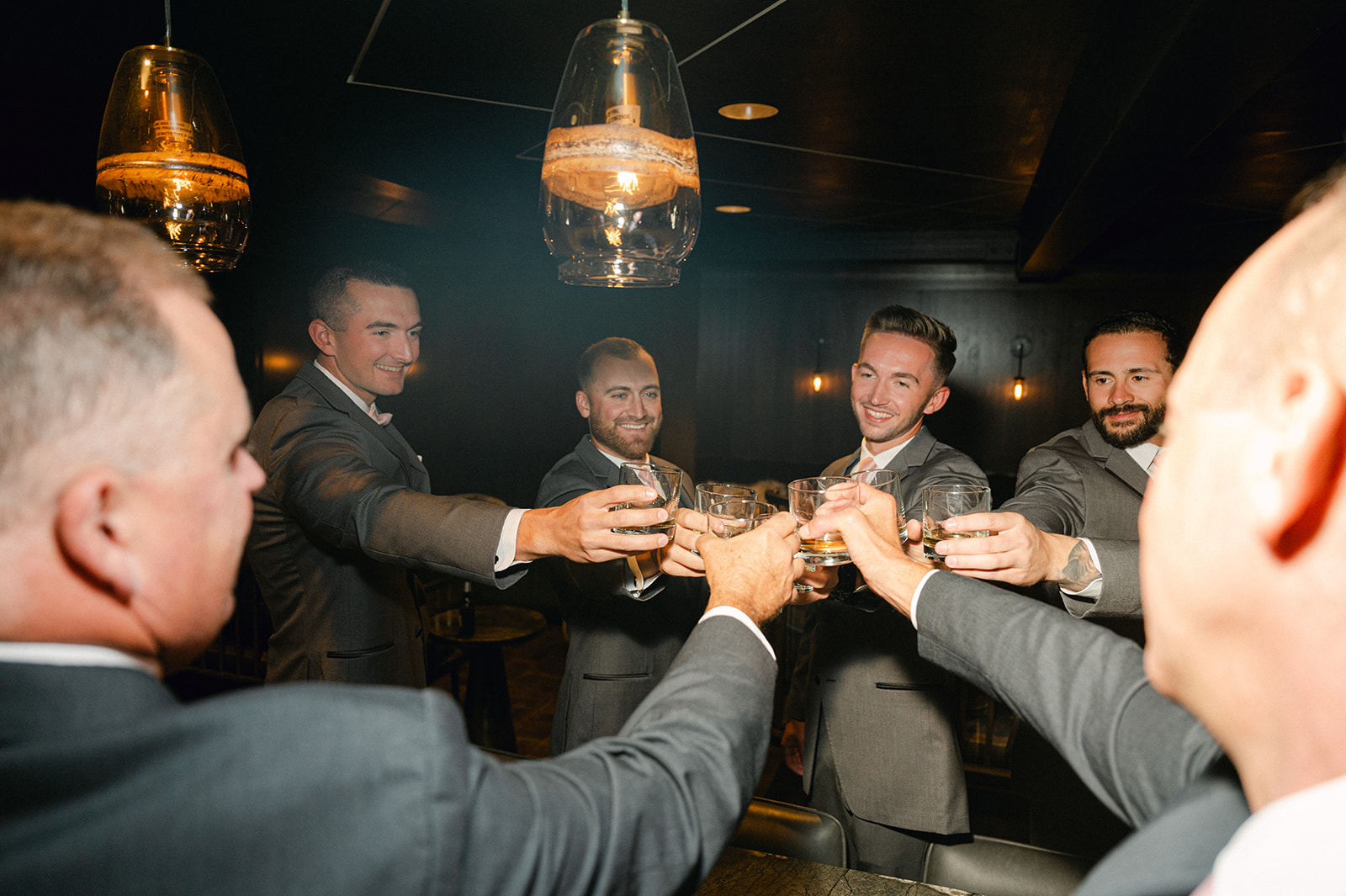 Groom and groomsmen pre-ceremony shot. 