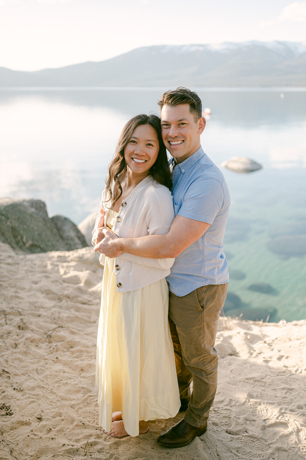 Classic summer engagement photo in Lake Tahoe.