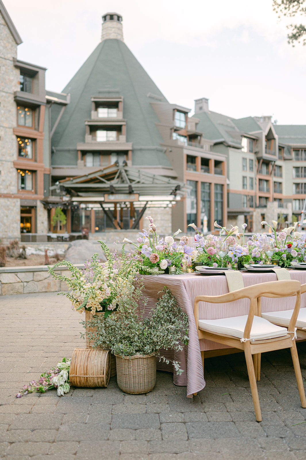 Luxury, organic wedding tablescape at The Ritz-Carlton Lake Tahoe.