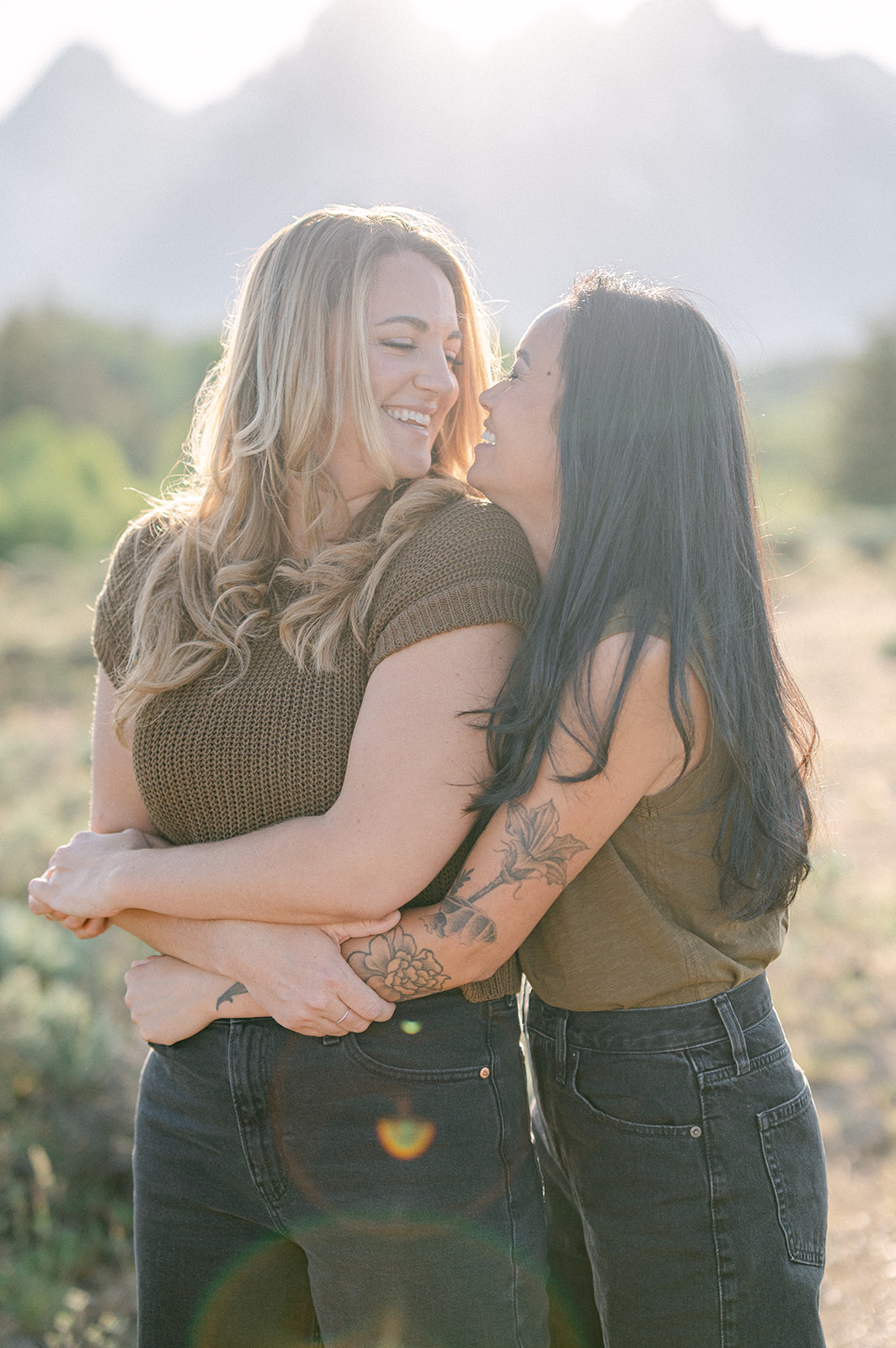 LGBTQ+ anniversary photos in Jackson Hole with a focus on connection, nature, and movement.
