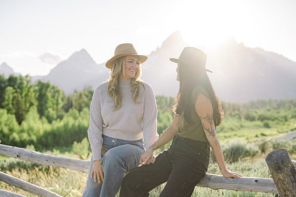 Peaceful, natural moment between a couple during their anniversary couple's shoot in Jackson Hole.