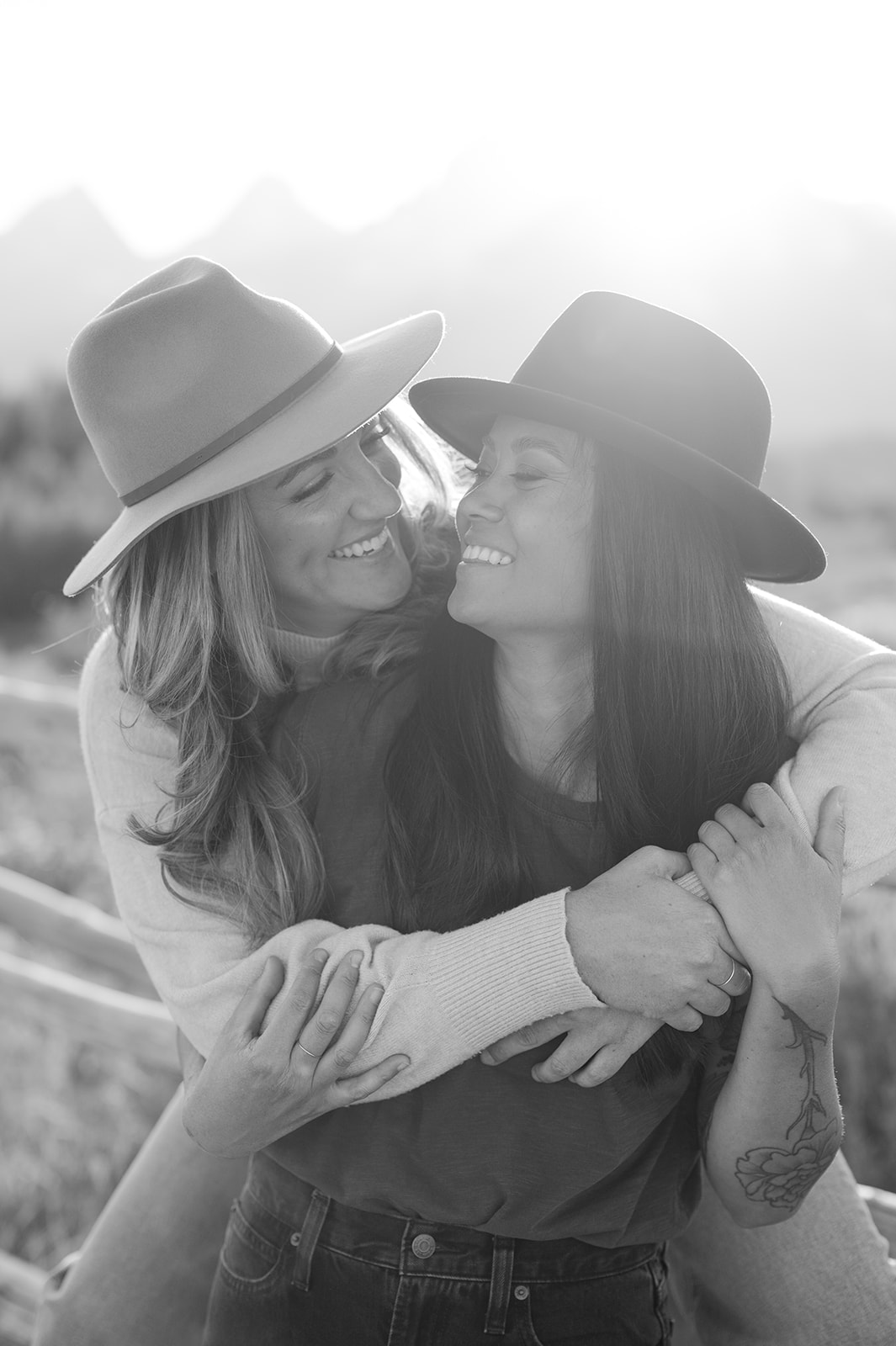 Couple wearing cowboy hats during anniversary session with documentary-style photography.