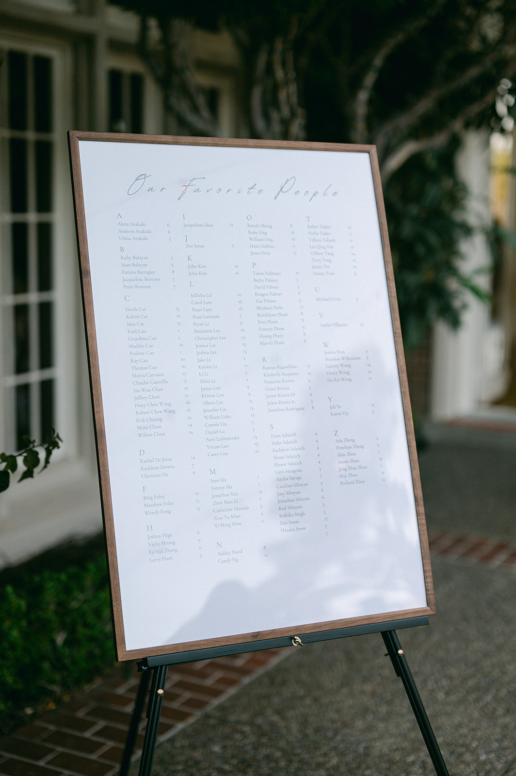 Minimalist wedding seating chart at Bay Area wedding. 