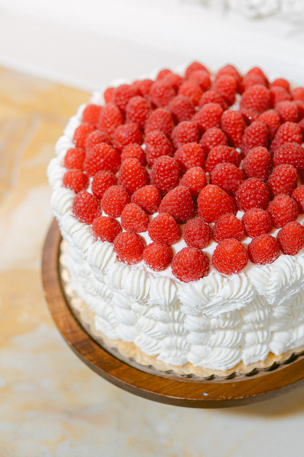 Raspberry wedding cake at Bay Area luxury wedding.