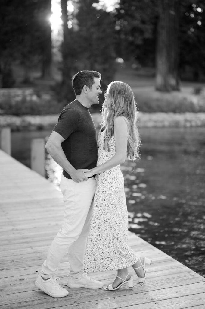 Lake Tahoe engagement photo at Sugar Pine. 