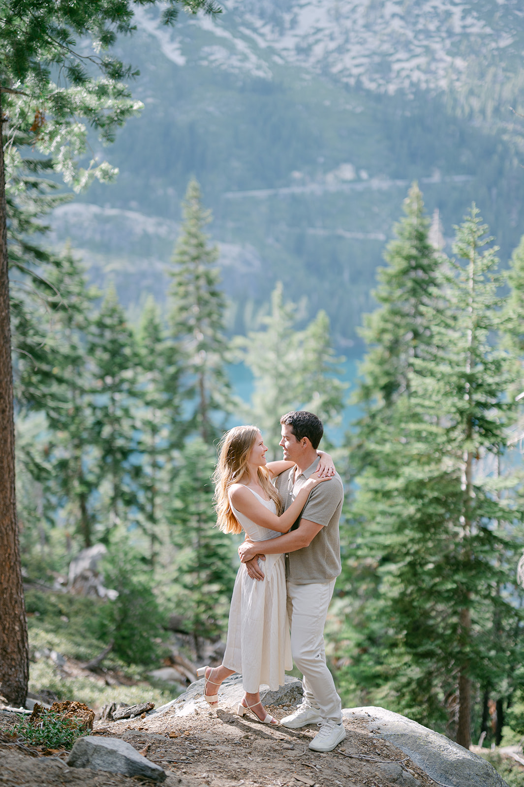 Timeless Lake Tahoe engagement session at Emerald Bay. 