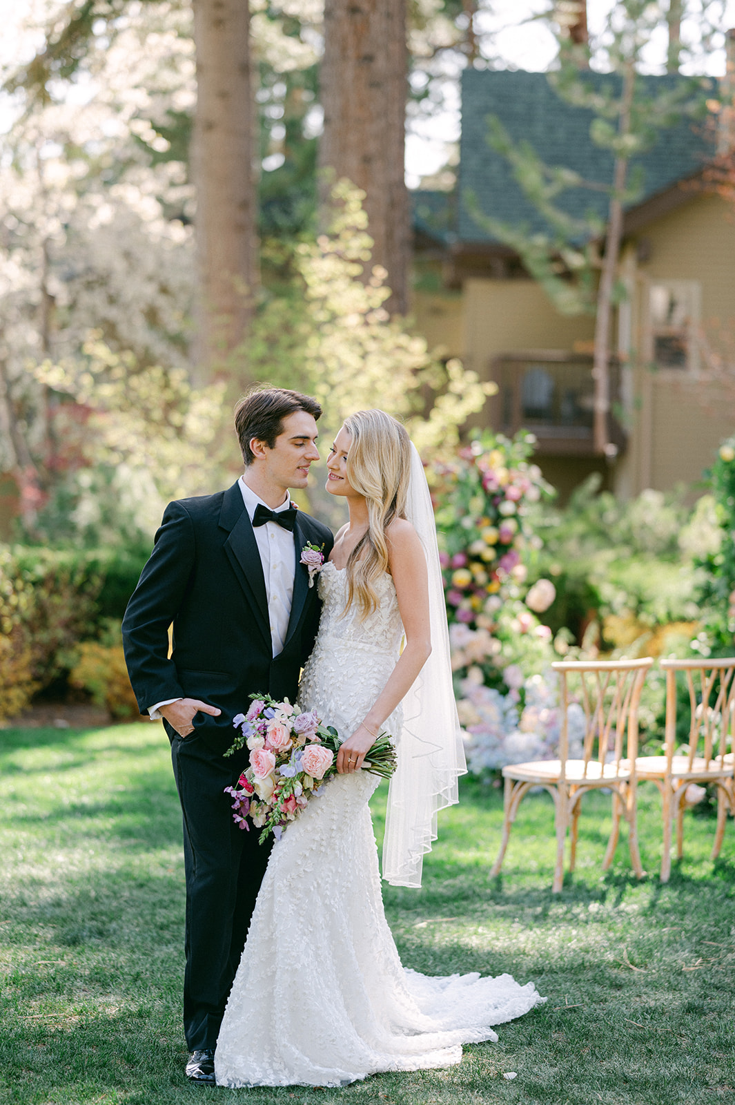 Bride and groom wedding portraits pre-ceremony.