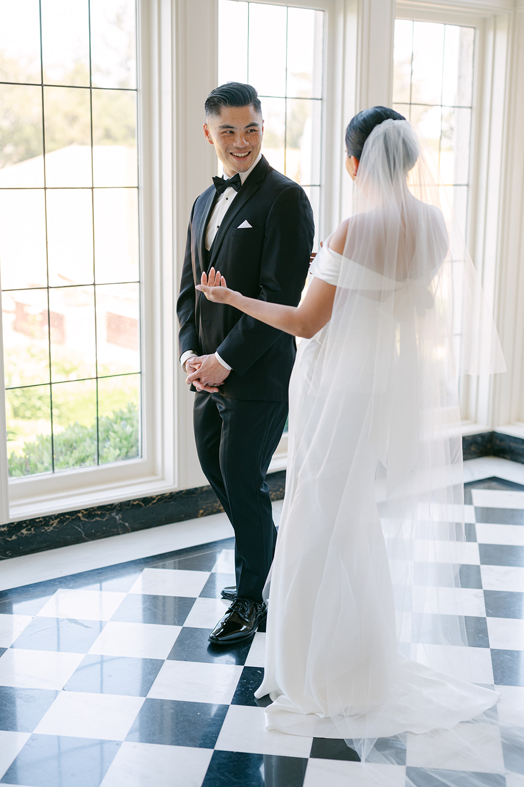 Bride and groom first look.
