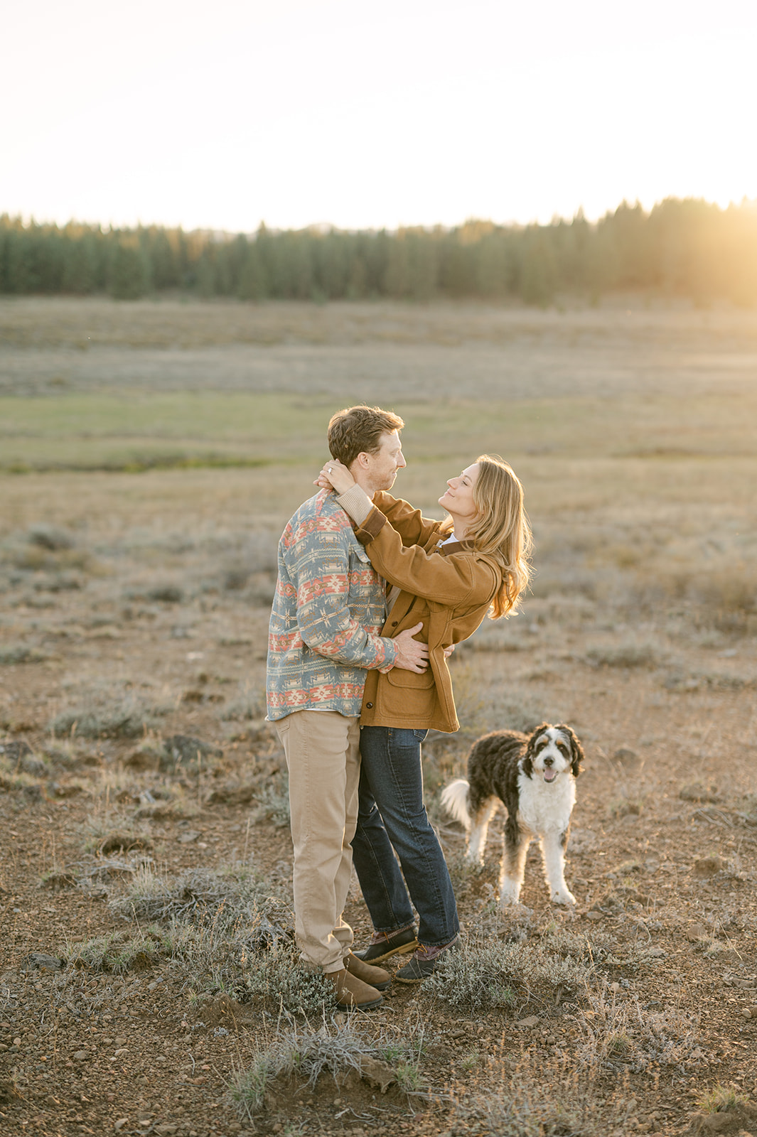 Lake Tahoe engagement photo session with dog.