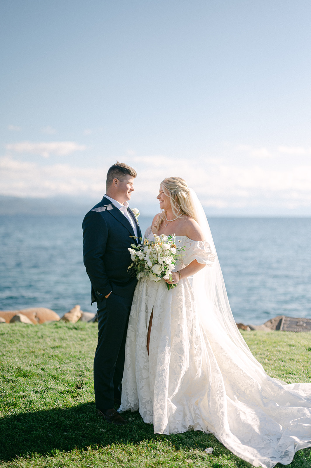 North Lake Tahoe wedding bride and groom portraits by Sarah Woods Photography.