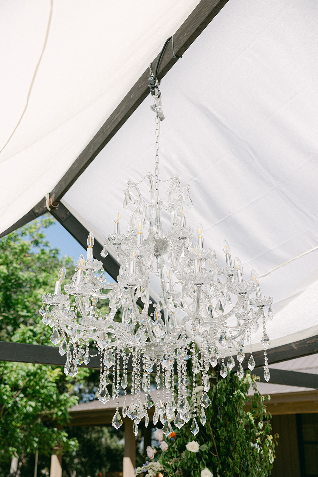 Wedding reception chandelier.