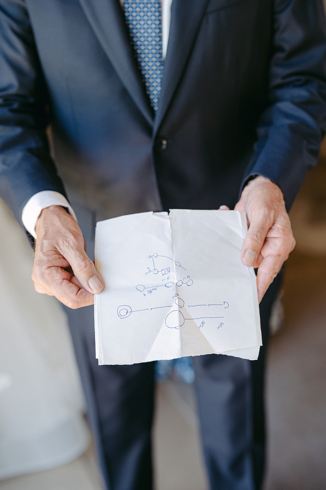 Dance instructions written on a napkin.