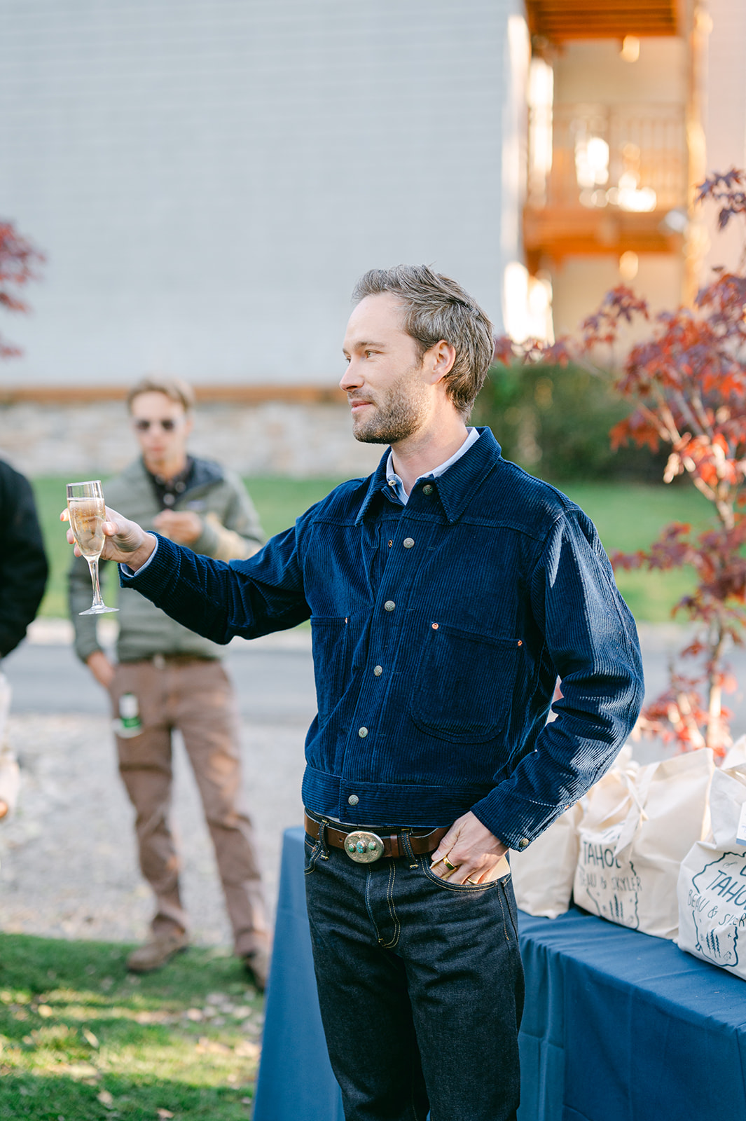 The bride’s brother giving a speeche at the welcome party/