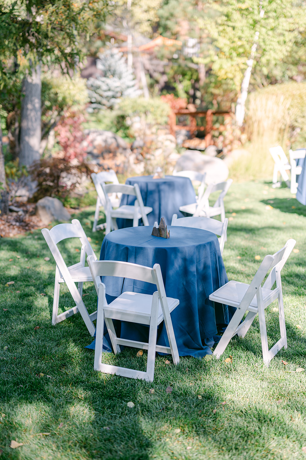 Welcome party table details at a Lake Tahoe wedding weekend at The Hyatt.