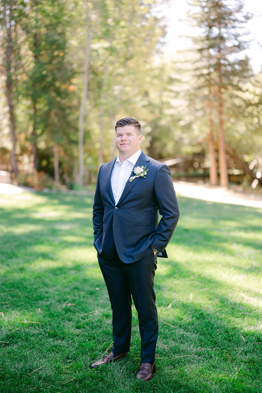 Groom portraits at a Lake Tahoe wedding.