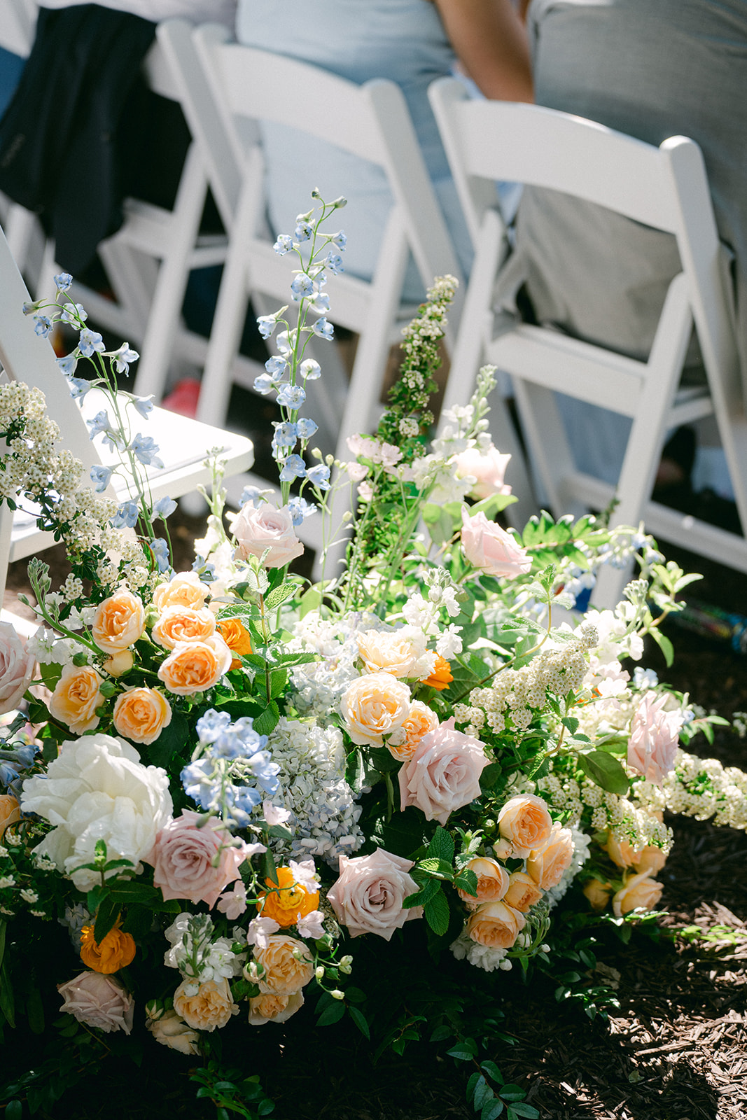 Lush floral arrangement for Napa Vineyard Wedding ceremony.